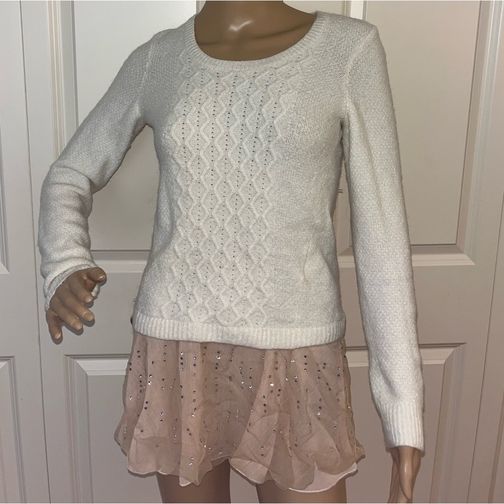 Women's White Cable Knit Sweater